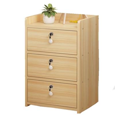 China Environmental Friendly Popular Nightstand With Small Lock Household Cabinet for sale