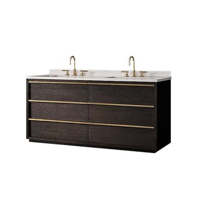 China Wholesale Bathroom Vanity North American Style Hotel Bathroom Furniture, Double-slot MDF Bathroom Cabinet, Wash Basin for sale