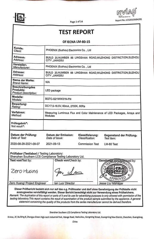 LM80 报告 - Phoenix (suzhou) electronic Co.,ltd