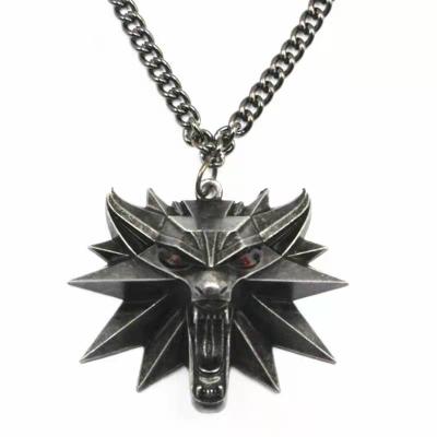 China Alloy Pendant Jewelry Anti-lost/Promotional Gift/Promotion Witcher Game Medal Wolf Decorative Animal Head Necklace for sale