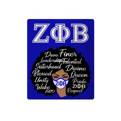 China 5x6ft HEATER high quality custom sublimation printing Zeta Phi Beta royal blue and white 1920 Greek letters cover design 2 for sale