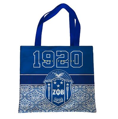 China New High Quality Double Handled Printing Polyester 16*14 Inch Zeta Phi Beta Tote Bag 1920 for sale