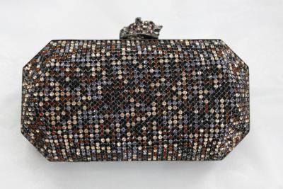 China Bling Luxury Mixed Color Mesh Evening Bags With Crystal Leopard Closure for sale