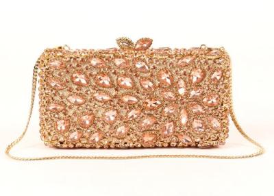 China Women Crystal Gold Box Clutch Bag , Hollow Out Cocktail Party Purse for sale