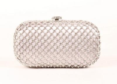 China Bolsos de tarde de lujo de moda rosados del diamante artificial, bolso de embrague de piedra del diamante del metal en venta