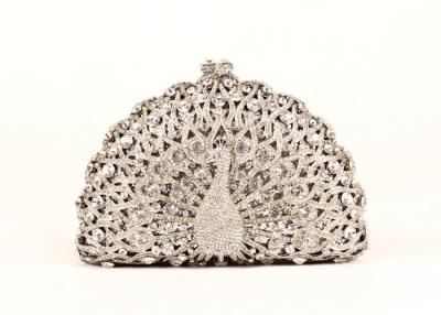 China Sparkling Animal Women Stone Clutch Bag Hollow Out Peakcock Shaped for sale