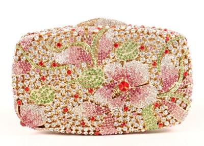 China Elegant Bling Women Clutch Gold Purse With Flower Rhinestone Crystal for sale