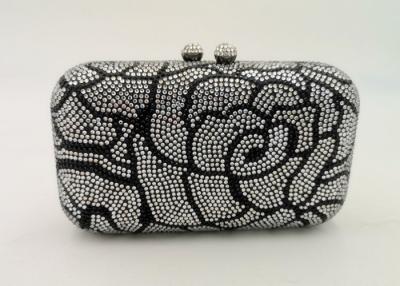 China Flower Pattern Small Rhinestone Evening Bags Hard Case With Hot Fix Crystal for sale