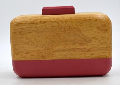 China Handmade Acrylic Splic Wooden Box Clutch Pink Stripe And Closure For Women for sale