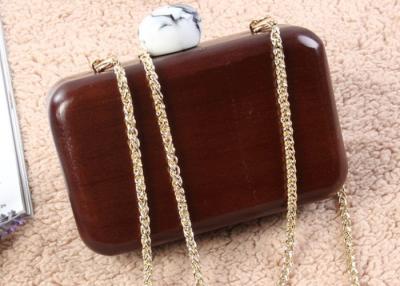 China Elegant Ladies Evening Wooden Clutch Bag With Pearl Clasp Style Closure for sale