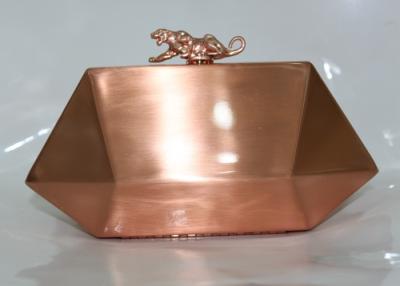 China Irregular Shape Rose Gold Clutch Bag , Sparkly Silver Clutch Bag With Leopard Clasp for sale