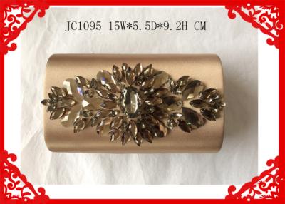 China Rhinestone Flower Beaded Evening Bags , Break Open Closure Silver Glitter Clutch Bag for sale