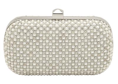 China Trendy Pearl Bead Mesh Evening Bags Hard Case For Wedding Party for sale