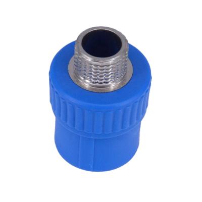 China Water Pipe System XINIU Blue Color PP-R Male Female Nipple Plug With Iron Stainless Steel Brass Dark Blue Color for sale