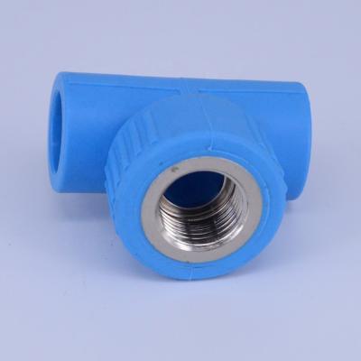 China More than 50 years of best product ppr pipe fittings 90 degree male and female ppr elbow tee light blue color for sale