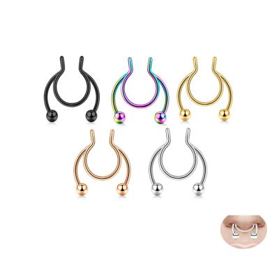 China Vintage Fashion Stainless Steel Nose Ring Without Drilling Fake Nose Ring Clip Nose Stud For Jewelry for sale