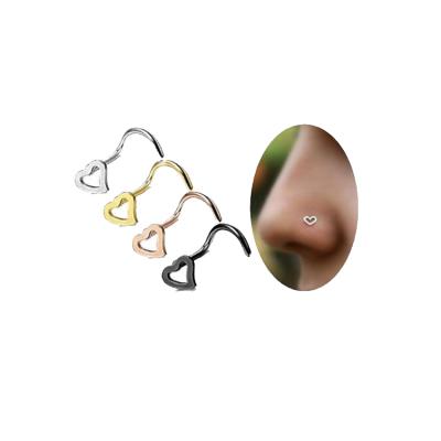 China And American Vintage Love Curved Nose Ring European Fashion Hook Nose Stud Stainless Steel For Piercing Jewelry for sale