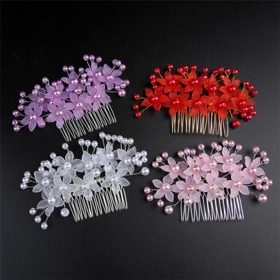 China Korean wedding hair flower pearl alloy hair women bridal crown headdress single comb eco-friendly accessory for hair accessories for sale