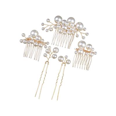 China Fashion pearl wedding eco-friendly European alloy hair comb bridal headdress hair accessory and American hairpin for accessories for sale