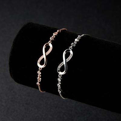 China Trendy Trendy Explosion Type 8 Lucky Bracelet Zircon Alloy Adjustable Bracelet For Women for sale