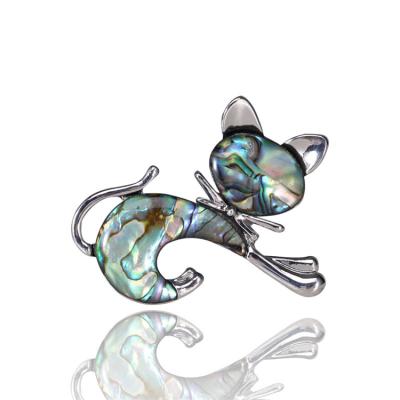 China New personality shell alloy durable creative cat brooch animal brooch pins for clothing accessories for sale