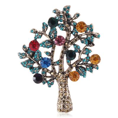 China ALLOY Korean Fashion Clothing Accessories Brooch Pins Ally Rhinestone Tree Brooch for sale