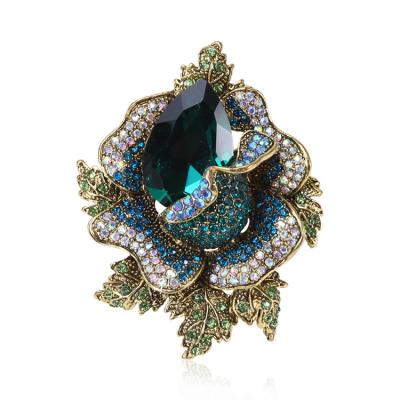 China ALLOY European and American alloy rhinestone wholesale retro brooch for clothing accessories pins for sale