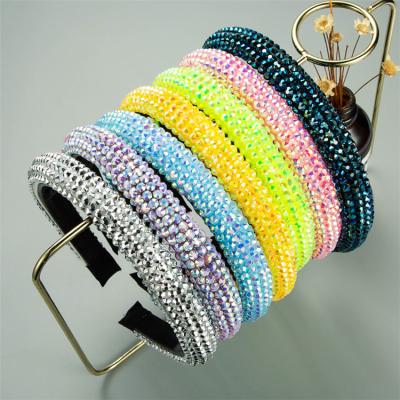 China 2021 Bright Colors Fashion Rhinestone Spring Sponge Headband For Woman Headdress for sale