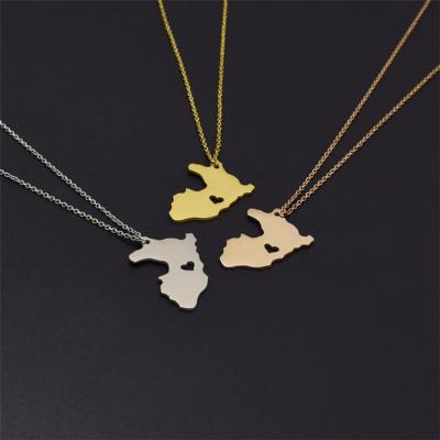 China Map Romantic Titanium Steel Necklace Fashion Customizable Necklace For Jewelry for sale