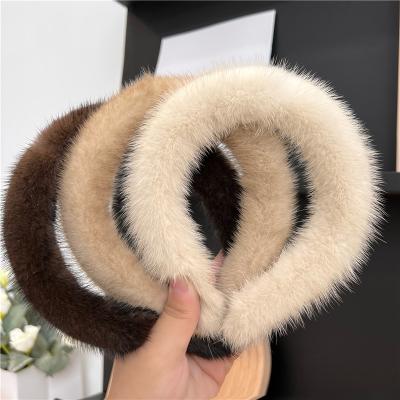 China Lady 100% Mink Fur Headband High Quality Winter Luxury Elegant Women Real Fashion Hair Hoop Hair Band for sale