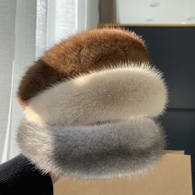 China Lady 100% Mink Fur Headband High Quality Winter Luxury Elegant Women Real Fashion Hair Hoop Hair Band for sale