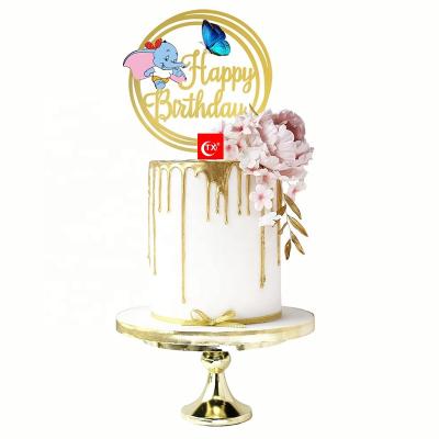 China Viable Flower Butterfly Elephant Happy Birthday Cartoon TX Acrylic Cake Toppers For Party Decoration Birthday Cake Decoration Supplier for sale