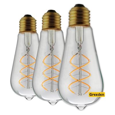 China Residential 110/220V ST64 LED 3w Dimmable Soft Filament Edison Light Bulb E26 E27 Low 5w Industrial Decorate Bulb Vintage Led Bulb CE GS ROHS ETL for sale