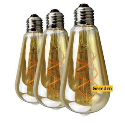 China China Zhejiang residential factory high brightness E26 E27 amber color edison glass led spiral filament bulb vintage ST64 led bulb for sale