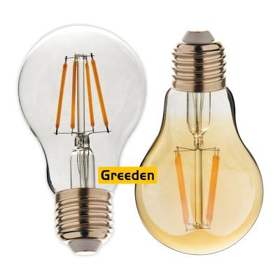 China Greeden Bedroom A55 A60 4W 5W 6W 8W 10W 1000lm Residential CE RoHS E27 B22 Carbon LED Filament Glass Light Bulb for sale