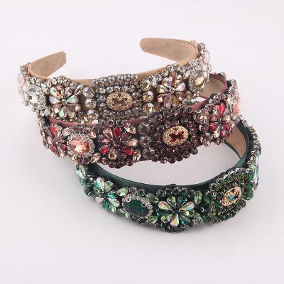 China Catwalk Crystal Light Durable Simple Baroque Fashion Hair Accessories Hand-stitched Headband Luxury Headband for sale