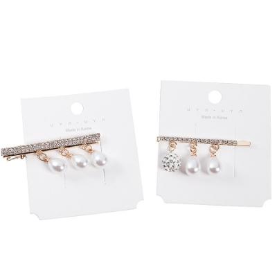 China Top Selling Sweet Diamond-studded Simple Pearl Hair Accessories Headdress Student Rhinestone Hairpin for sale