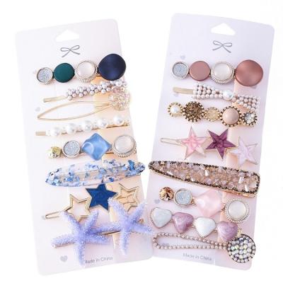 China Trendy Pearl Hair Clip Set Temperament Pearl Headdress Bow Hair Clip for sale