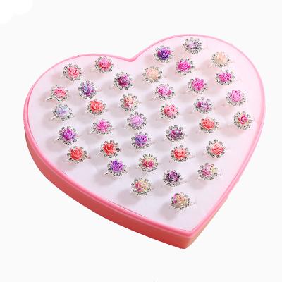 China Rose Inlaid Open Ring Sweet Girl's DIY Ring Girl's Birthday Gift Party Adjustable Soft Ring New Cute Cute Girls for sale