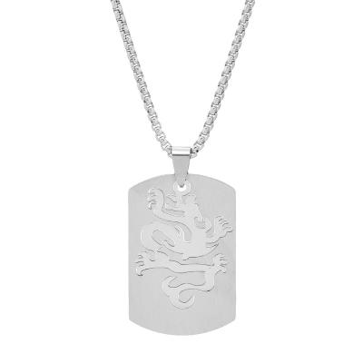 China Hip Hop Hip Hop Necklace Stainless Steel For Men's Dragon Pattern Military Pendant Fashion Necklace for sale