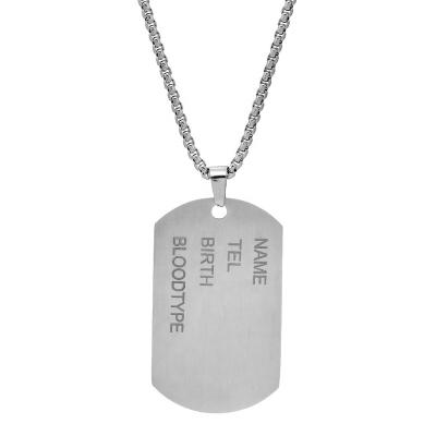 China European and American Hot Selling Trendy Men's Hiphop Brand Military Pendant Necklace Printing Stainless Steel Hip Hop Necklace for sale