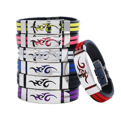 China Hiphop Party Hip Hop Wristband For Student Silicone Buckle Charm Unisex Casual Wristband Couple Wristband for sale