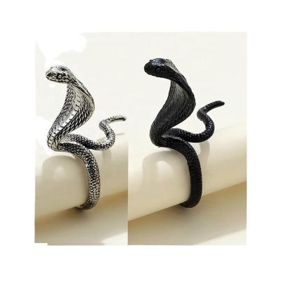 China Hiphop Men's Adjustable Cobra Couple Ring Domineering Retro Halloween Open Ring for sale