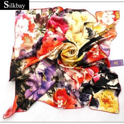 China Square Quality Guaranteed Pure Silk Scarf Shawl Satin Hijab for sale