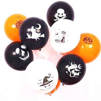 China Latex 100pcs/pack 12inch Ghost Pumpkin Bat Skull Spider Halloween Party Decoration Black White Orange Balloons for sale