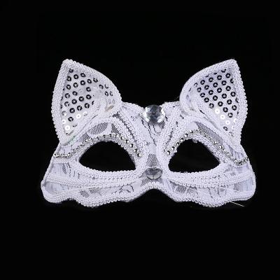 China Party Tools Lace Up Eye Mask Sexy Masquerade Fox Masks Mysterious Lace Face Mask For Women Halloween Carnival Party Cosplay Costume Black for sale