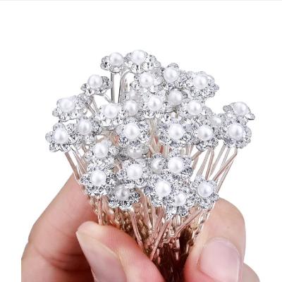 China 20PCS Wedding Decoration Pearl Flower White Crystal Hair Pins Hair Clips Bridal Accessories for Women and Girls for sale