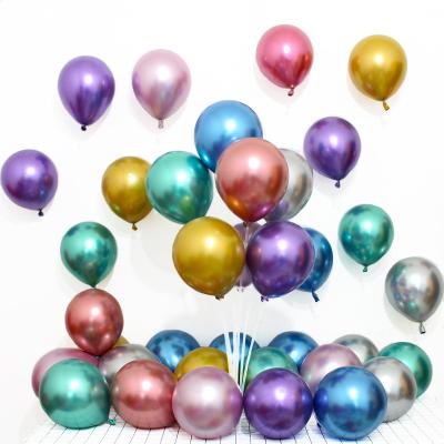 China Latex Balloons Wholesale Shiny Metal Bead 10inch Latex Balloons Chrome Colors Helium Air Globos Thick Metal Balls for sale