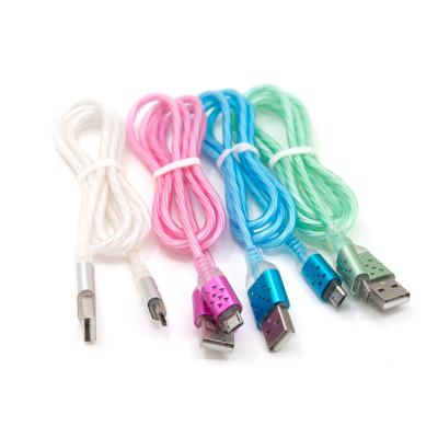 China Glow Flow Data Camera Led Fast Charging Micro Type C Usb Cable 8 Pin Charging Cable For Mobile Phone for sale