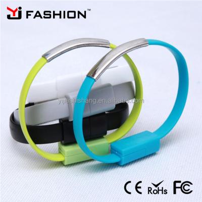 China Camera Yijiashishang Fashion Wristband 20CM Colorful Short Flat Micro USB Charger Cable For Mobile Phone for sale